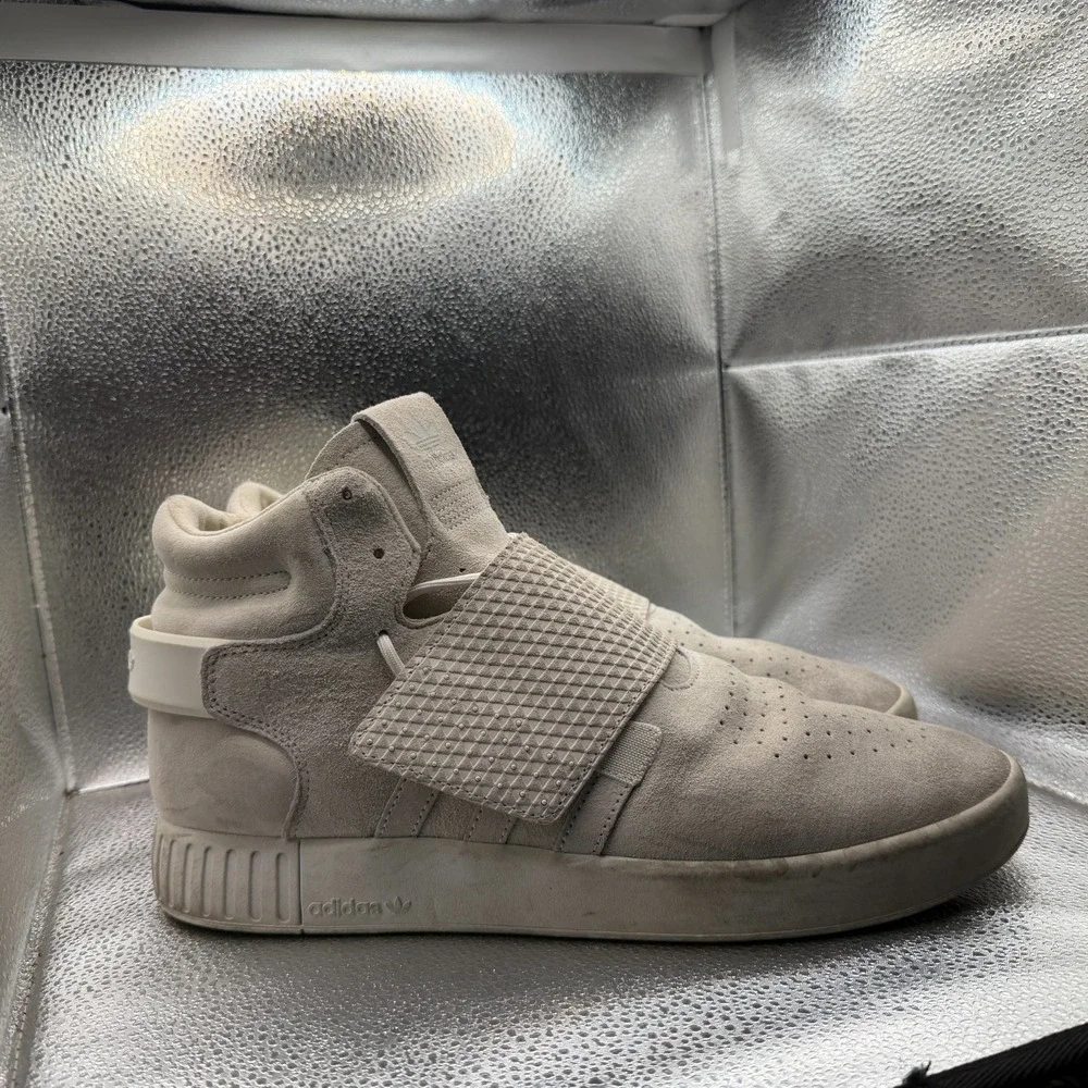 Size 11.5 Adidas‎ Tubular Invader Strap High Top Off White Mens Sneakers BB5038